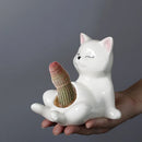 Axyaa Cartoon Kitten Ceramic Flowerpot Succulent Pot Balcony Decorations