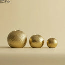 Axyaa Golden Hammer Ceramic Vase Round Flower Pots Aesthetic Room Decor