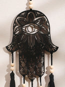 Axyaa Macrame Hamsa Hand Evil Eye Wall Hanging Decor