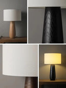 Axyaa Modern Ash Wood LED Bedside Table Lamp with Cloth Lampshade