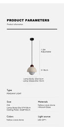 Axyaa Yellow Cave Stone Pendant Lights LED Chandeliers for Bedroom Living Room