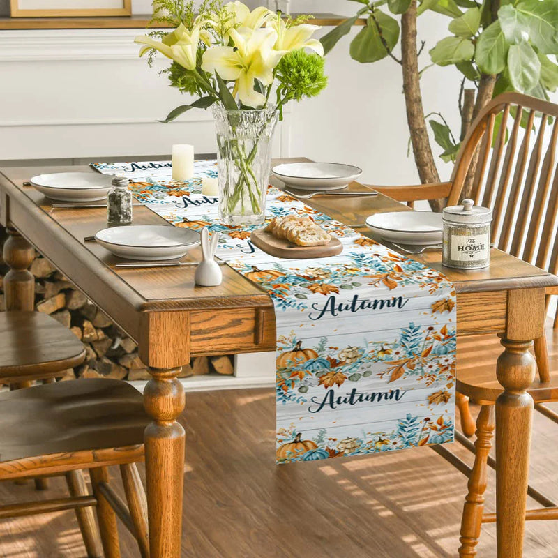Axyaa Watercolor Maple Leaf Flower Table Runner for Farmhouse Dining and Wedding Parties