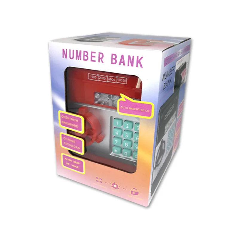 Axya Electronic Password Piggy Bank with Key Code Lock and Automatic Coins Counter