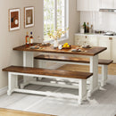 Axyaa 47" Farmhouse Dining Set: Table with 2 Benches, 3-Piece Kitchen Furniture
