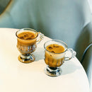 Axyaa Vintage Heart Embossed High-Legged Latte Glass Cup