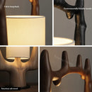 Axyaa Solid Wood Table Lamp Dimmable LED Indoor Decor Lighting with Fabric Lampshade