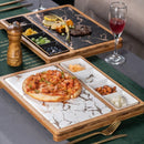 Axyaa Nordic Gold Pattern Ceramic Steak Plate with Grid - Square Snack Dish