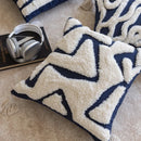 Axyaa Bohemian Tufted Navy Fringe Geometric Throw Pillow Cover