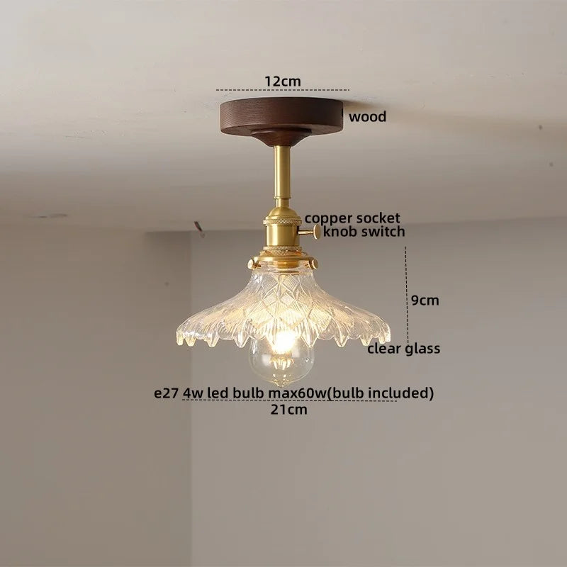 Axyaa Green Glass LED Ceiling Lights for Modern Indoor Lighting