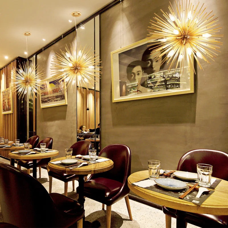 Golden Dandelion Ball Chandelier by Axyaa for Modern Nordic Style Rooms