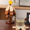 Axyaa Bamboo Tree Trivets Set - Heat Insulated Coasters & Placemats