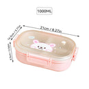 Axyaa 3-Compartment Portable Plastic Lunch Box for Kids - Microwave Safe