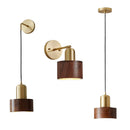 Axyaa Walnut Wood Bedside Pendant Wall Lamp E27 for Bedroom Living Room Dining Indoor Lighting