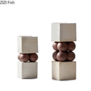 Axyaa Square Cylinder Ceramic Vase with Artificial Flowers for Desk Decoration