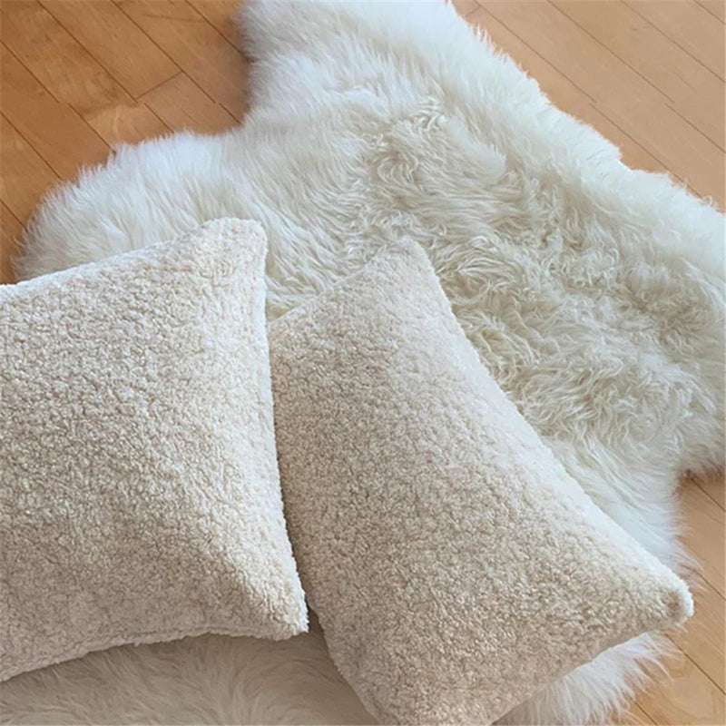 Axyaa Soft Teddy Velvet Pillow Cover - White, Skin-Friendly Cushion Cover