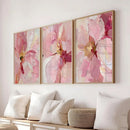 Axyaa Abstract Pink Floral Oil Painting Prints, Modern Wall Art Set
