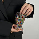 Axyaa Hand-painted Glass Candy Jar with Woven Pattern Whiskey Glass