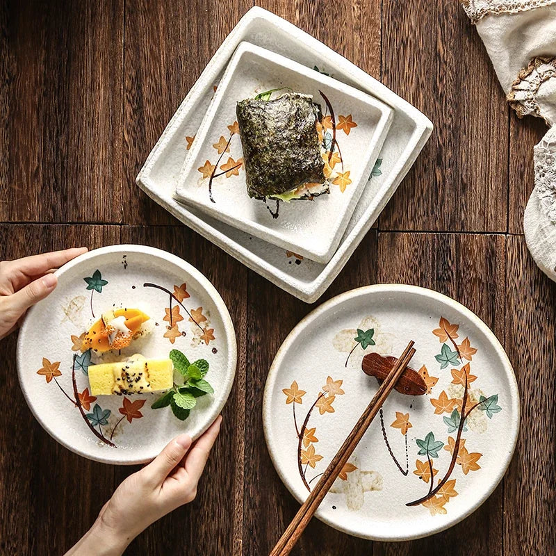 Axya Ceramic Plate Set: Simple & Elegant Japanese Style for Home Dining