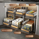 Axyaa Double Layer Kitchen Pull-Out Basket Shelf for Cabinets
