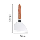 Axyaa Stainless Steel Wooden Handle Teppanyaki Frying Spatula Turners Kitchen Utensils