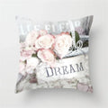 Axyaa Pink Flower Pattern Decorative Cushion Cover for Sofa Pillows - Polyester Material