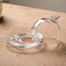 Axyaa Bird Glass Dessert Plate with Lid - Specialty Tableware for Cake, Cookies, Snacks