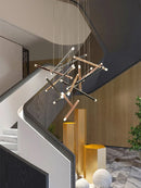 Luxury Axyaa LED Stair Chandelier for Modern Living and Dining Rooms