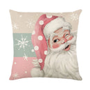 Axyaa Christmas Pillow Cover: Santa Snowman Tree Print for Sofa Decor