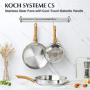 Axyaa Stainless Steel Frying Pan with Bakelite Handle and Lid
