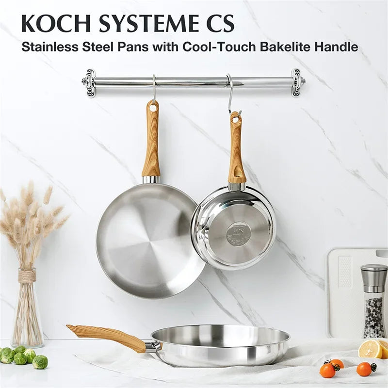Axyaa Stainless Steel Frying Pan with Bakelite Handle and Lid