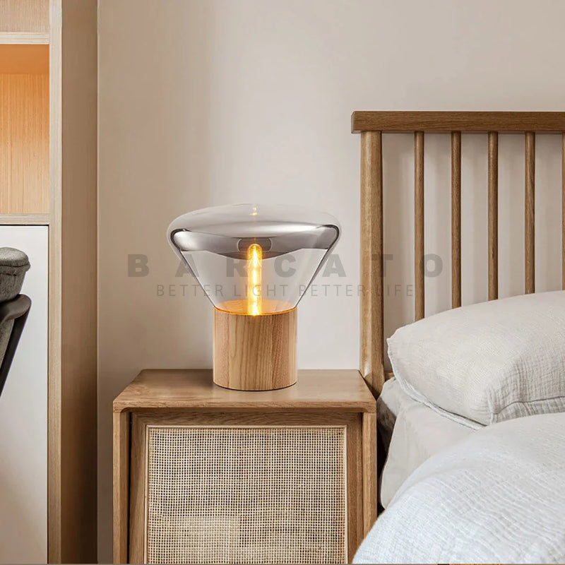 Nordic Glass Table Lamp Floor Wood Lights Modern Luminaires Soft Living Room Axyaa habitat