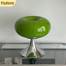 Axyaa Green/Yellow Apple Glass Desk Lamp with LED Projection Lighting