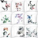 Axyaa Fresh Ink Flower Print Pillowcase: Perfect for Office, Living Room, Car Decor