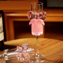 Axyaa Clear Glass Champagne Flute with Pink Bow Knot Design