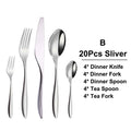 Axyaa Stainless Steel Cutlery Set - 24Pcs Mirror Knife Fork Spoon Dinner Flatware