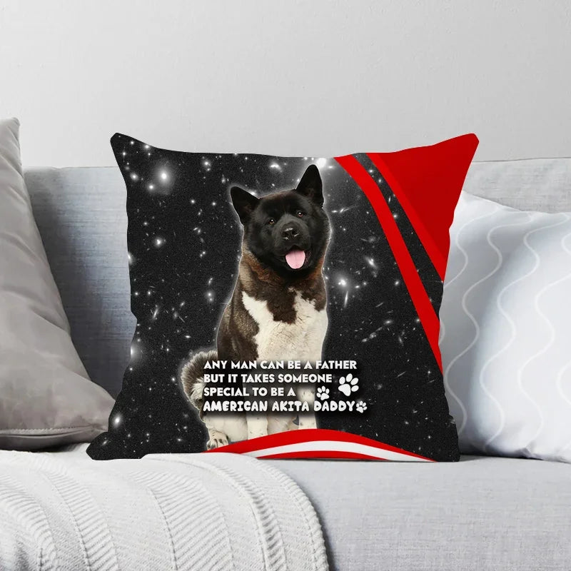 Axyaa American Akita Print Pillowcase: Cute Dog Cushion Cover for Home and Car