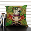 Axyaa Mermaid Linen Cushion Cover for Living Room Sofa Decoration