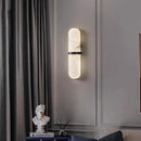 Axyaa Oval Copper Marble Wall Lamp: Post-Modern, Minimalist Lighting Fixture for Bedroom and Hotel