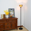Axyaa Stained Glass Torchiere Floor Lamp Antique Industrial Style Standing Light
