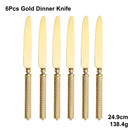 Axyaa Gold Cutlery Set Stainless Steel Mirror Sliver Fork Spoon Western Double Sided Pattern
