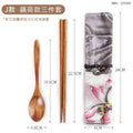 Axyaa Portable Wooden Cutlery Set: Chopsticks, Spoon, Cloth Bag - 3pcs Set