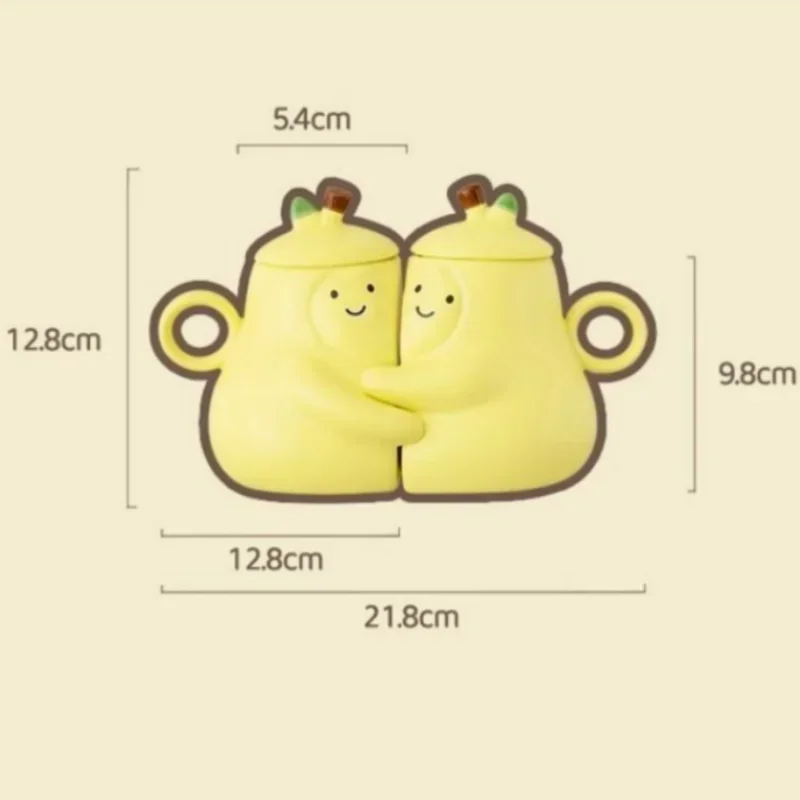 Axyaa Ceramic Couples Pear Mugs - Hugging Pear Milk Cups