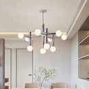 Axyaa Mid-Century Chrome Chandelier with White Glass Shades