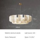 Axyaa White Acrylic LED Chandelier Minimalist Hanging Light Fixture for Bedroom, Dining, Living Room