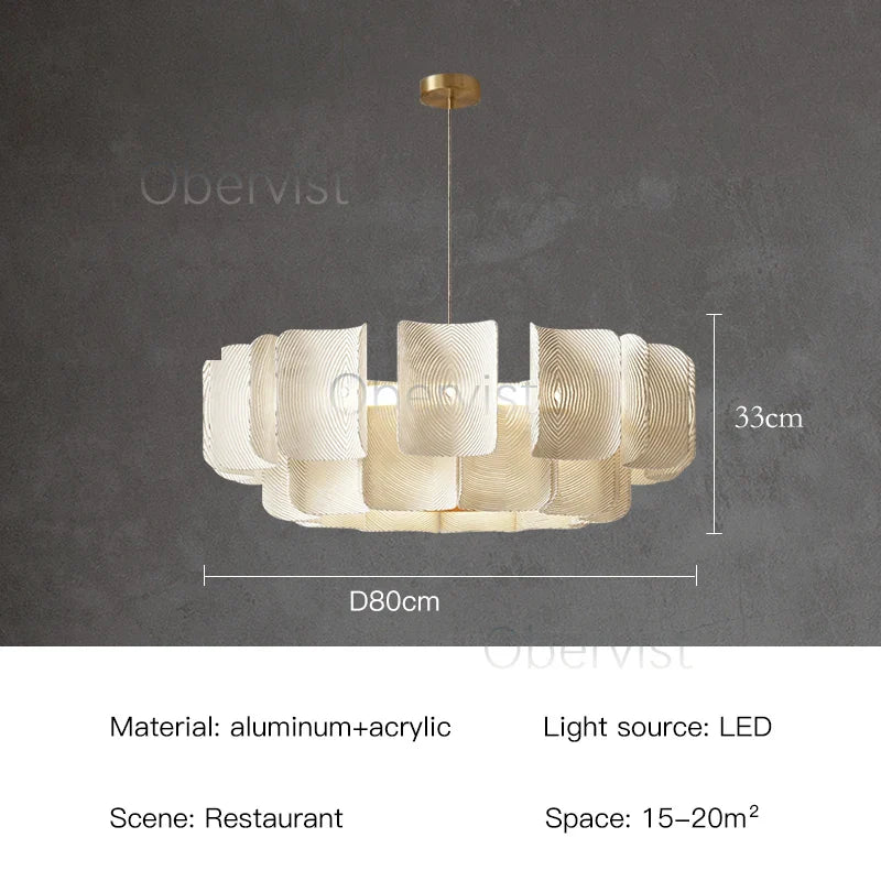 Axyaa White Acrylic LED Chandelier Minimalist Hanging Light Fixture for Bedroom, Dining, Living Room