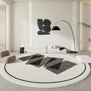 Axyaa Soft Fluffy Black White Carpet: Minimalist Decor for Living Room, Plush Large Round Rug
