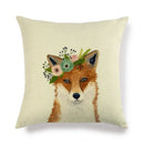 Axyaa Fox Pattern Linen Pillow Cover 45*45cm
