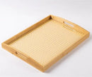 Axyaa Acrylic Bamboo Cotton Tray, Rectangular Tea Set, Portable Tea Plate