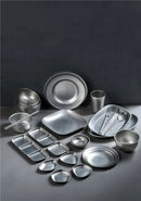 Axya Stainless Steel Dessert Plate Set - Vintage Style Shallow Plates for Dining