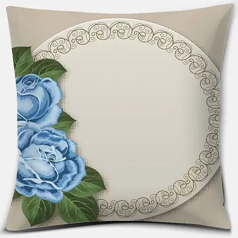 Pink Flower Pattern Cushion Cover by Axyaa - 45x45cm Decorative Pillowcase
